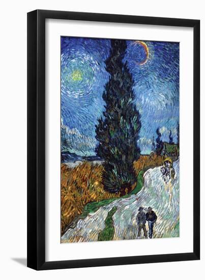 Van Gogh - Country Road in Provence by Night-Vincent van Gogh-Framed Art Print