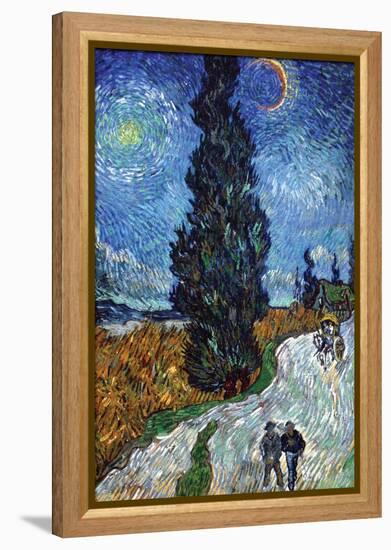 Van Gogh - Country Road in Provence by Night-Vincent van Gogh-Framed Stretched Canvas