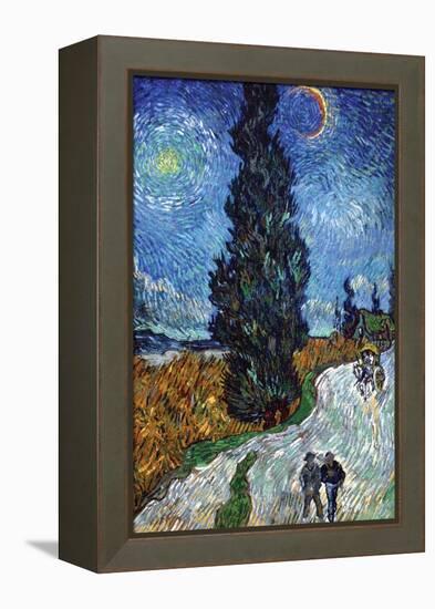 Van Gogh - Country Road in Provence by Night-Vincent van Gogh-Framed Stretched Canvas