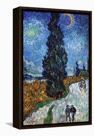 Van Gogh - Country Road in Provence by Night-Vincent van Gogh-Framed Stretched Canvas