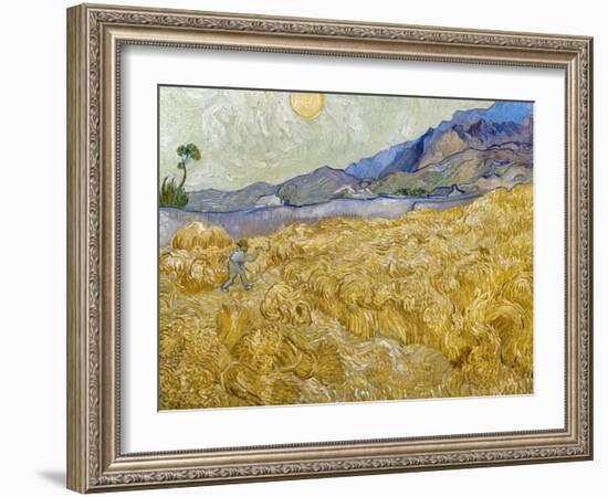 Van Gogh: Wheatfield, 1889-Vincent van Gogh-Framed Giclee Print