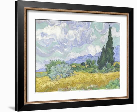 Van Gogh, Wheatfield with Cypress-null-Framed Giclee Print