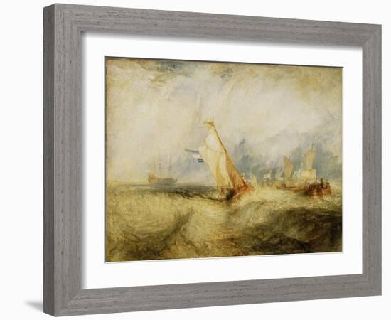 Van Tromp, going about to please his Masters, Ships a Sea, getting a Good Wetting,-Joseph Mallord William Turner-Framed Art Print