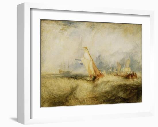 Van Tromp, going about to please his Masters, Ships a Sea, getting a Good Wetting,-Joseph Mallord William Turner-Framed Art Print