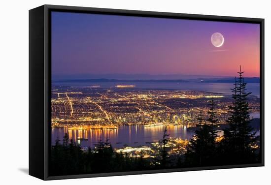 Vancouver At Night, Time-exposure Image-David Nunuk-Framed Premier Image Canvas