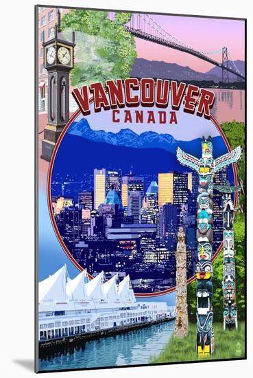 Vancouver, BC - Montage Scenes-Lantern Press-Mounted Art Print
