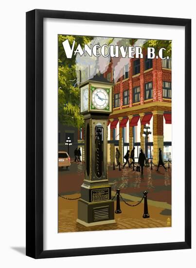 Vancouver, BC - Steam Clock-Lantern Press-Framed Art Print