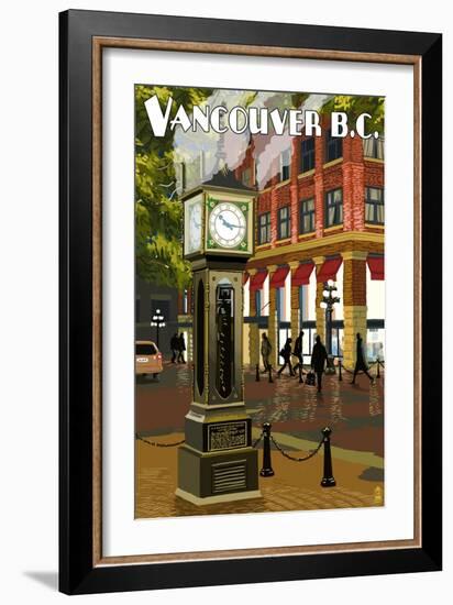 Vancouver, BC - Steam Clock-Lantern Press-Framed Art Print