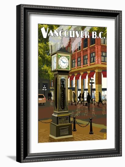 Vancouver, BC - Steam Clock-Lantern Press-Framed Art Print