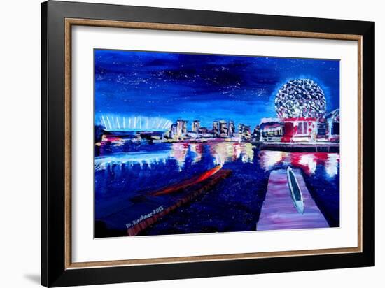 Vancouver Skyline At Starry Night-Martina Bleichner-Framed Art Print