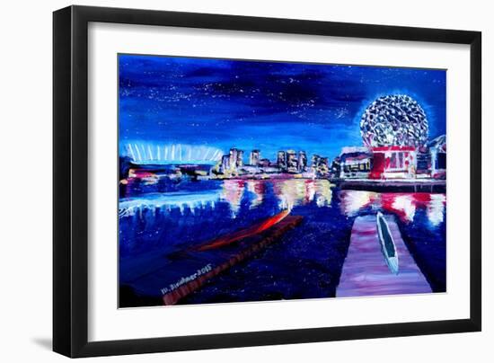 Vancouver Skyline At Starry Night-Martina Bleichner-Framed Art Print