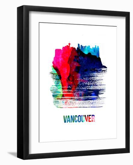 Vancouver Skyline Brush Stroke - Watercolor-NaxArt-Framed Art Print