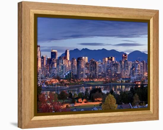 Vancouver skyline in front of North Shore Mountains-Ron Watts-Framed Premier Image Canvas