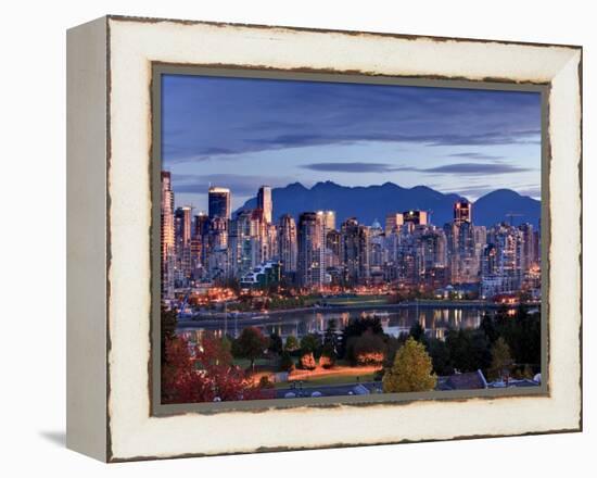 Vancouver skyline in front of North Shore Mountains-Ron Watts-Framed Premier Image Canvas