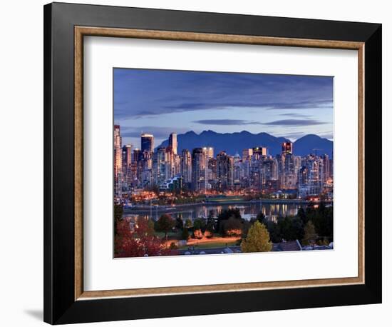 Vancouver skyline in front of North Shore Mountains-Ron Watts-Framed Photographic Print