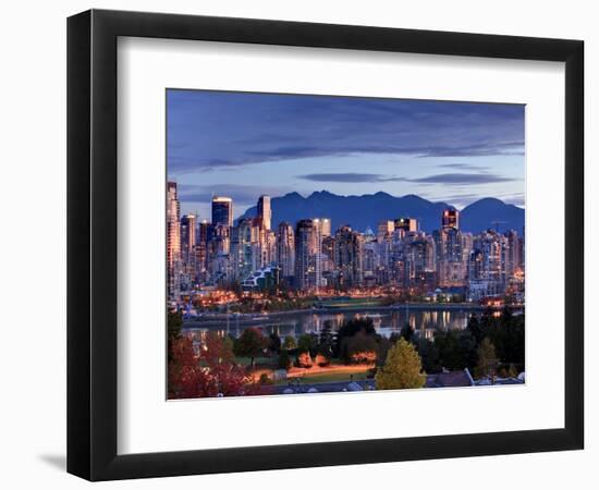 Vancouver skyline in front of North Shore Mountains-Ron Watts-Framed Photographic Print