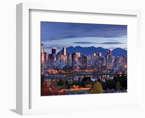 Vancouver skyline in front of North Shore Mountains-Ron Watts-Framed Photographic Print