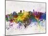 Vancouver Skyline in Watercolor Background-paulrommer-Mounted Art Print