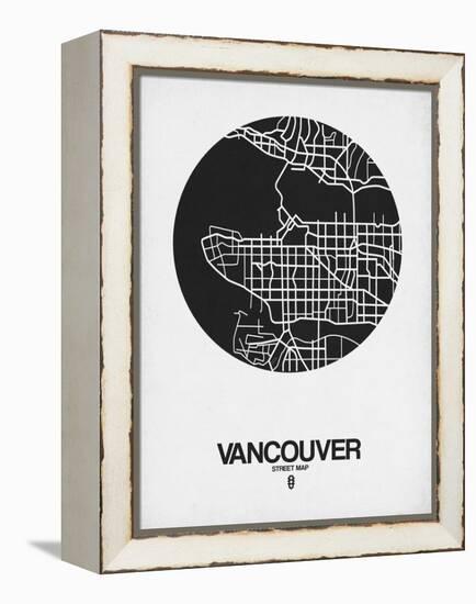 Vancouver Street Map Black on White-NaxArt-Framed Stretched Canvas