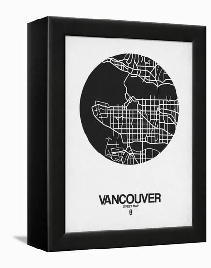 Vancouver Street Map Black on White-NaxArt-Framed Stretched Canvas