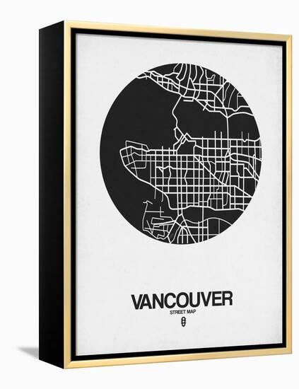 Vancouver Street Map Black on White-NaxArt-Framed Stretched Canvas