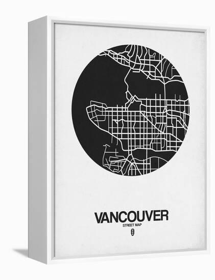 Vancouver Street Map Black on White-NaxArt-Framed Stretched Canvas