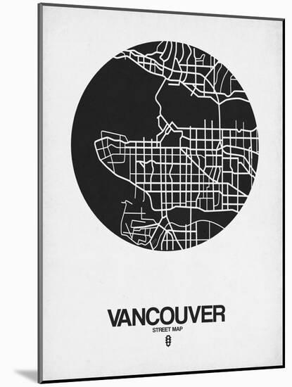 Vancouver Street Map Black on White-NaxArt-Mounted Art Print