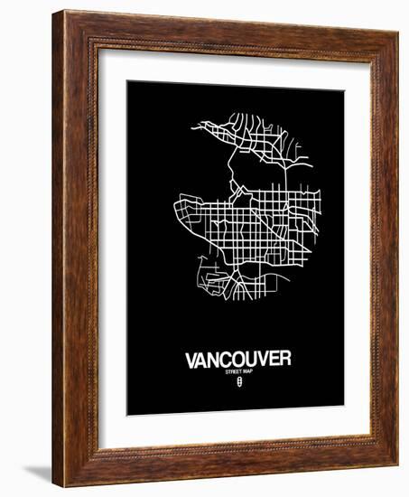 Vancouver Street Map Black-NaxArt-Framed Art Print