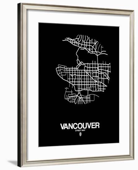 Vancouver Street Map Black-NaxArt-Framed Art Print