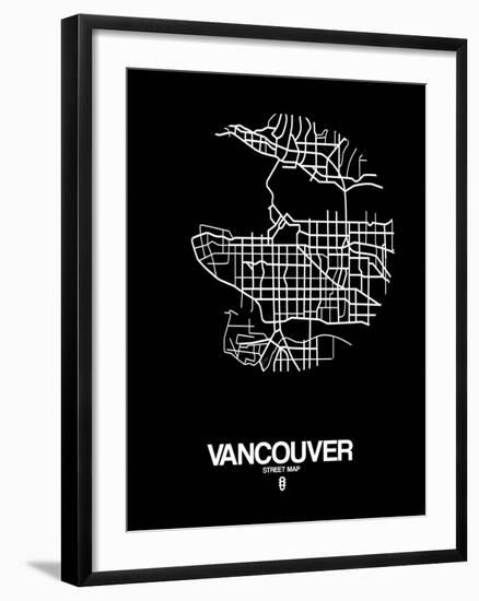 Vancouver Street Map Black-NaxArt-Framed Art Print