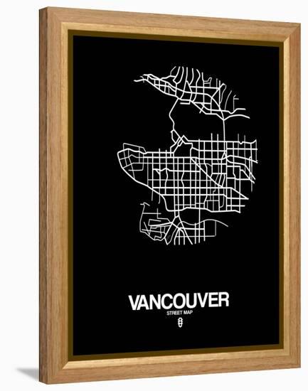 Vancouver Street Map Black-NaxArt-Framed Stretched Canvas