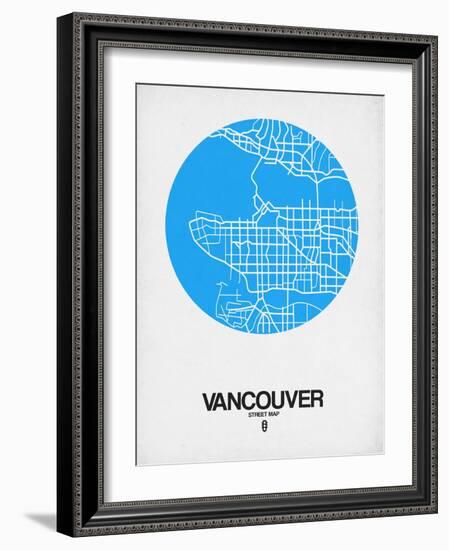 Vancouver Street Map Blue-NaxArt-Framed Art Print