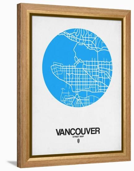 Vancouver Street Map Blue-NaxArt-Framed Stretched Canvas