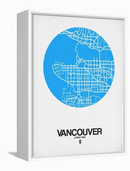 Vancouver Street Map Blue-NaxArt-Framed Stretched Canvas