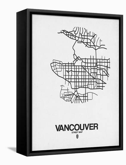 Vancouver Street Map White-NaxArt-Framed Stretched Canvas