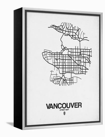 Vancouver Street Map White-NaxArt-Framed Stretched Canvas