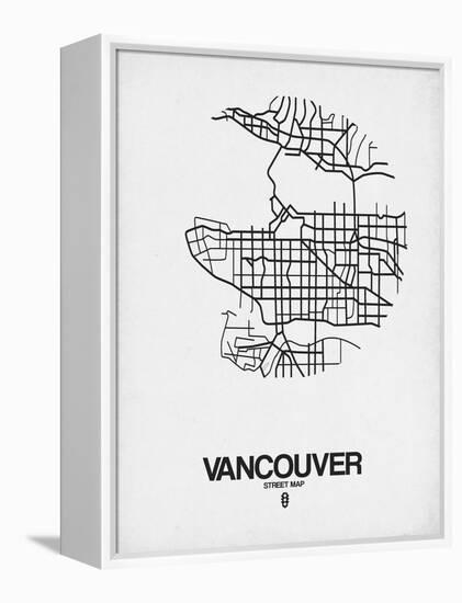 Vancouver Street Map White-NaxArt-Framed Stretched Canvas