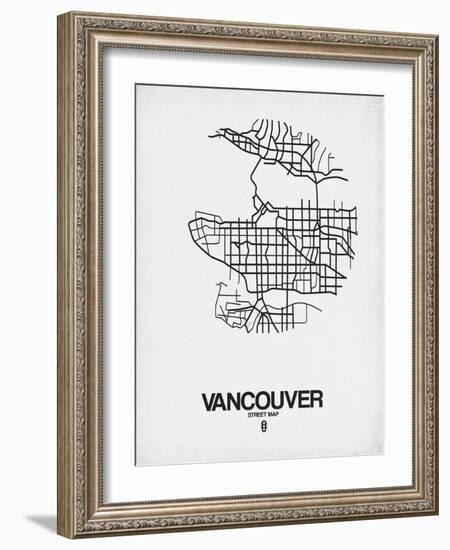 Vancouver Street Map White-NaxArt-Framed Art Print