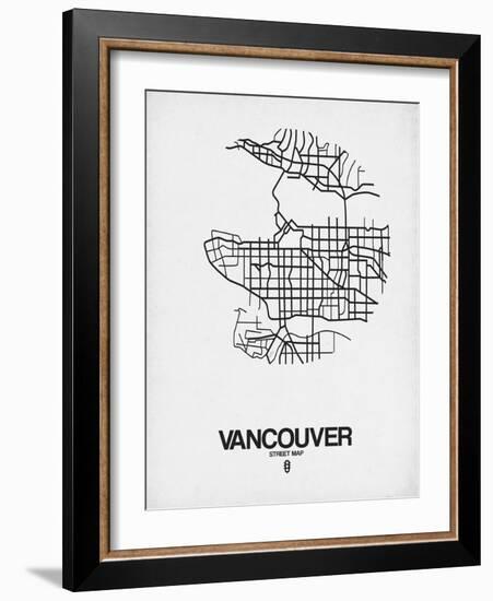 Vancouver Street Map White-NaxArt-Framed Art Print