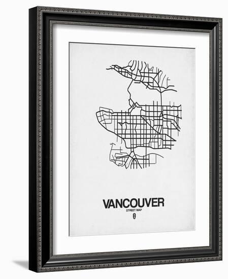 Vancouver Street Map White-NaxArt-Framed Art Print