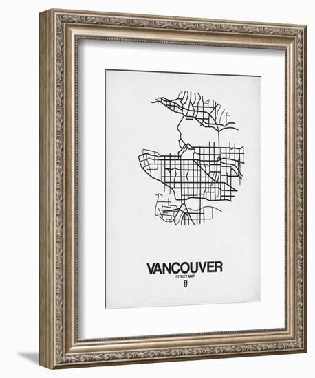 Vancouver Street Map White-NaxArt-Framed Art Print