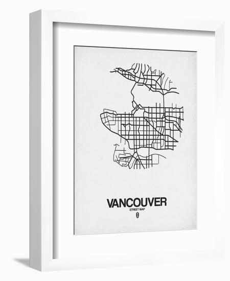 Vancouver Street Map White-NaxArt-Framed Art Print