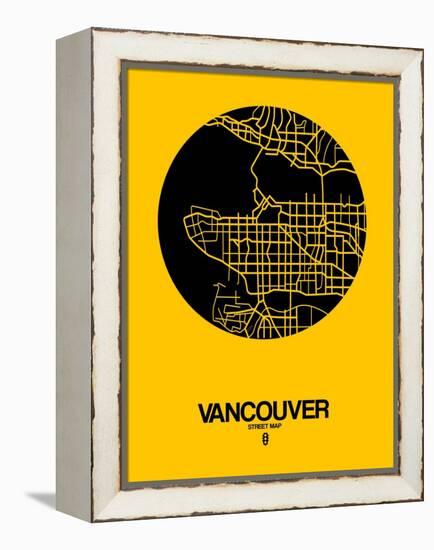 Vancouver Street Map Yellow-NaxArt-Framed Stretched Canvas