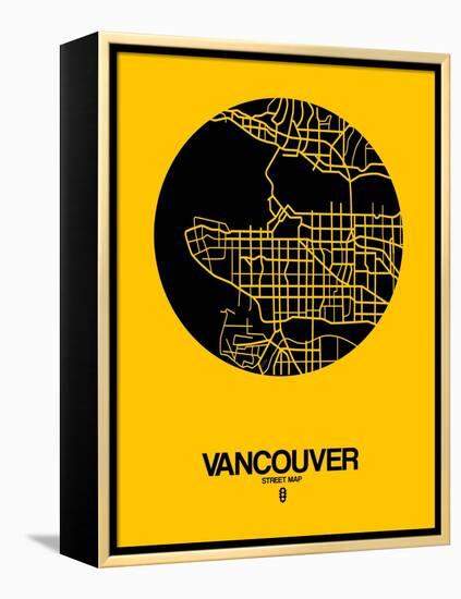 Vancouver Street Map Yellow-NaxArt-Framed Stretched Canvas