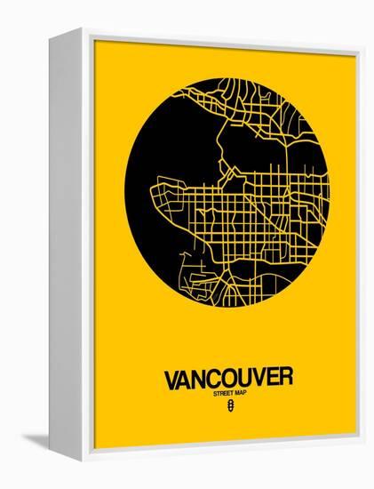 Vancouver Street Map Yellow-NaxArt-Framed Stretched Canvas