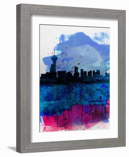 Vancouver Watercolor Skyline-NaxArt-Framed Art Print