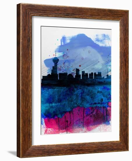 Vancouver Watercolor Skyline-NaxArt-Framed Art Print