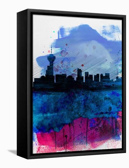 Vancouver Watercolor Skyline-NaxArt-Framed Stretched Canvas