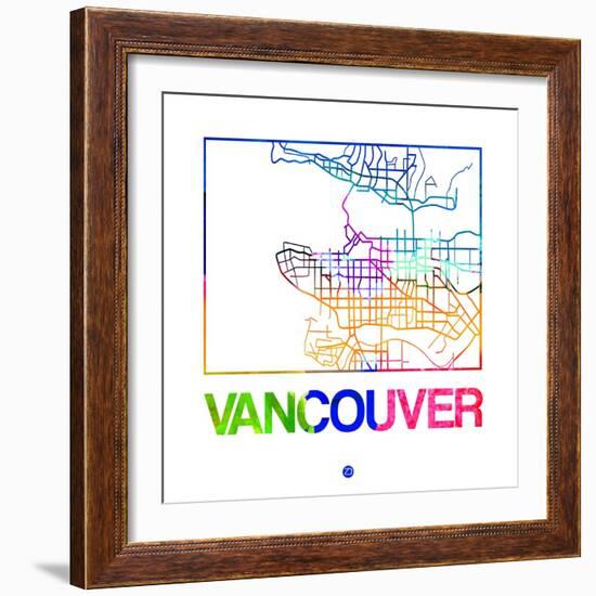 Vancouver Watercolor Street Map-NaxArt-Framed Art Print