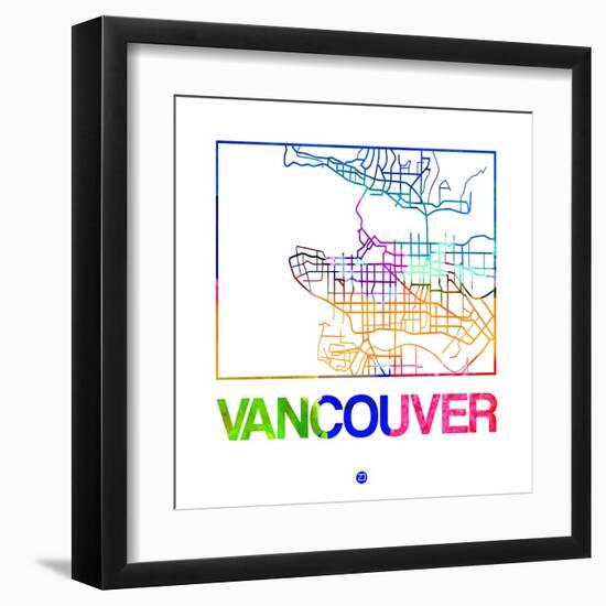 Vancouver Watercolor Street Map-NaxArt-Framed Art Print